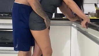My Wife And I Have A Steamy Kitchen Sex Encounter While She Cleans