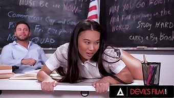 Asian Student Gets Her Pussy Pounded By Big Cock Teacher In Dorm