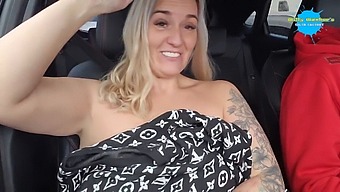 Daring Strip Show In A Parked Car During Daytime