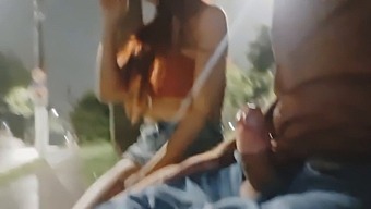 A Daring Handjob Given To A Stunning Girl At The Transit Stop!