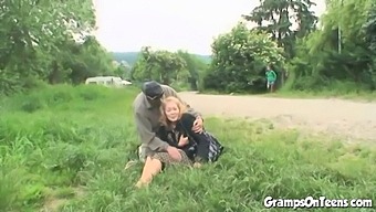 A Young Brunette Enjoys A Mature Man'S Large Penis Inside Her Tight Vagina