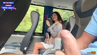 Public Bus Cock Jerking Off Scene With A Lot Of Cum And Hand Action.